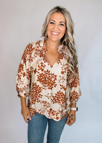 Cream and Caramel Floral Top
