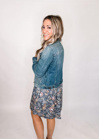 Soft Blue Floral Print Babydoll Dress