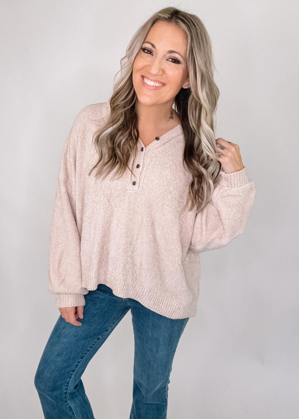 Soft Knit Henley Hoodie