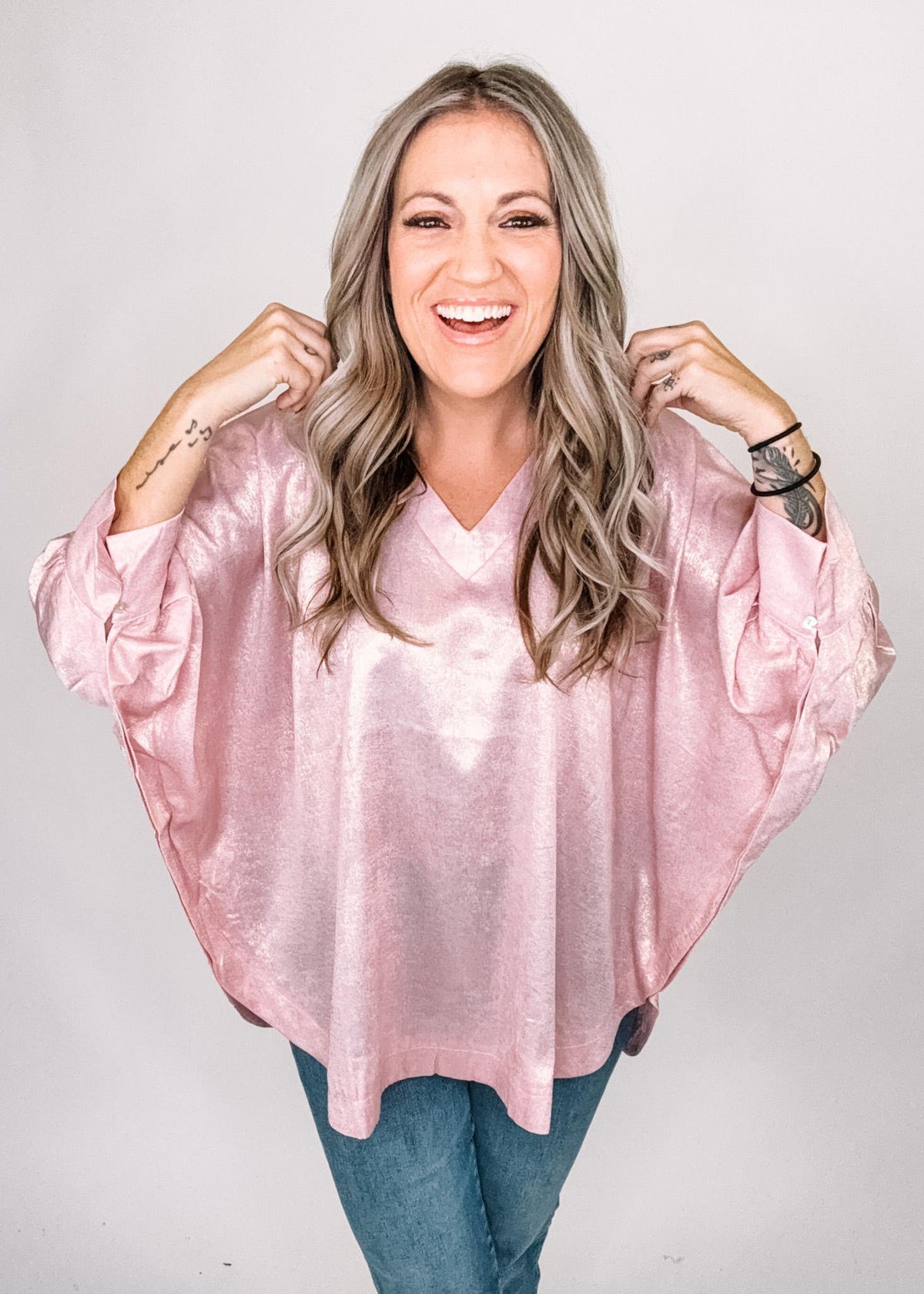 Metallic Shimmer Poncho Top