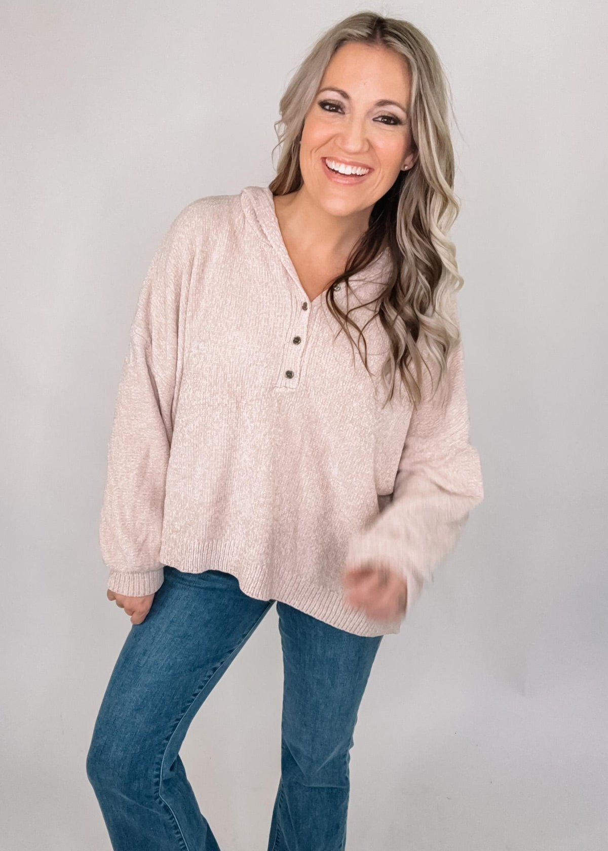 Soft Knit Henley Hoodie