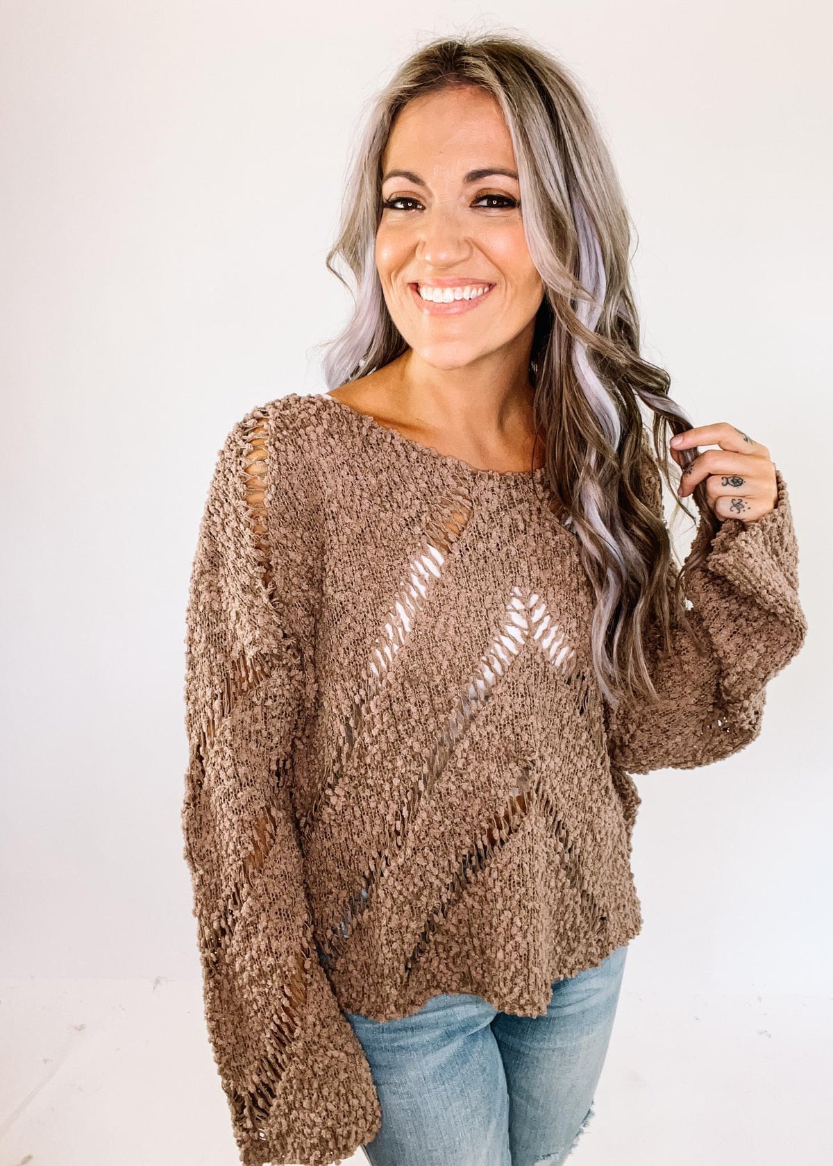 Coco Crochet Long Sleeve Sweater Top