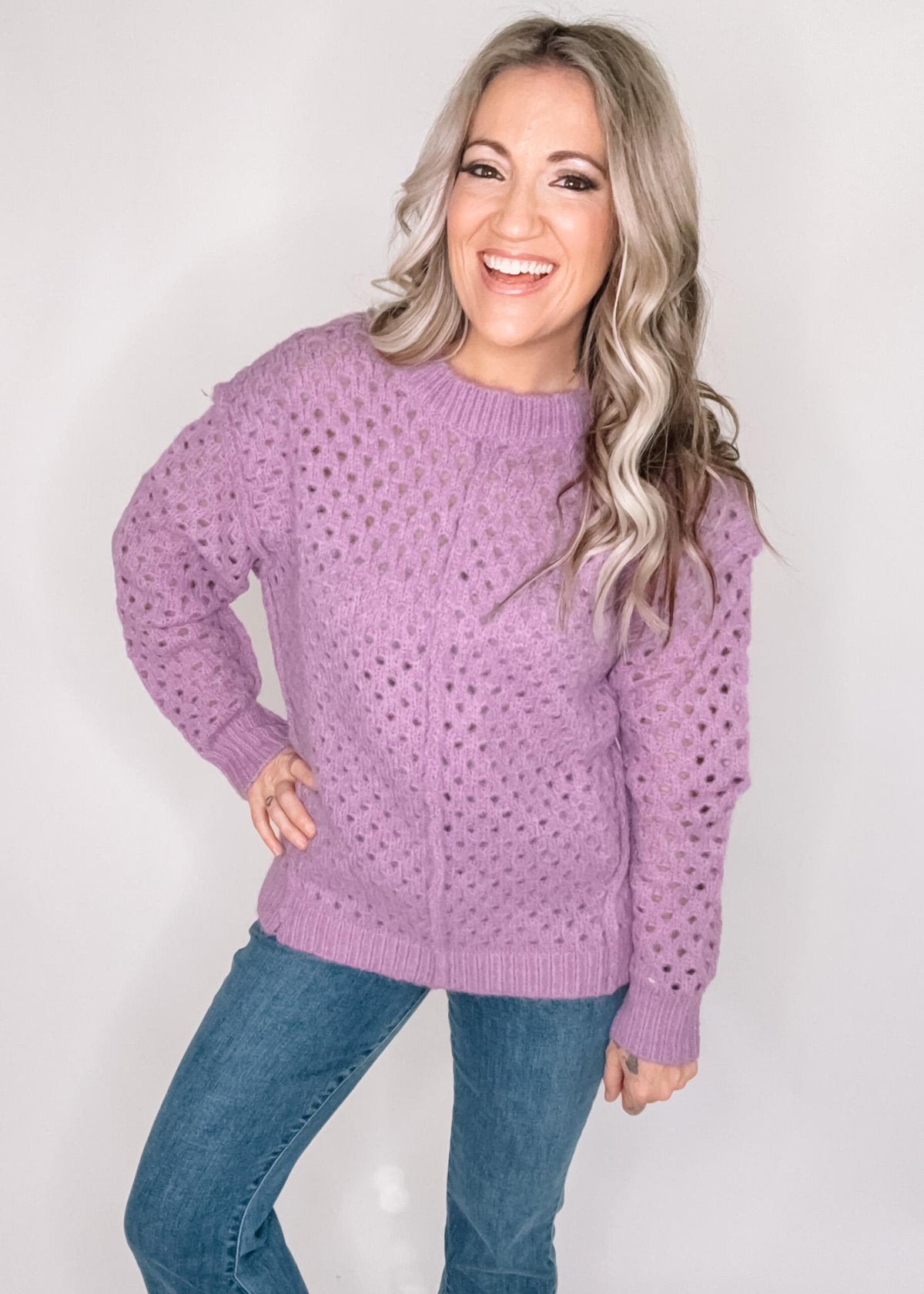 BLACK FRIDAY Lavender Open Knit Sweater