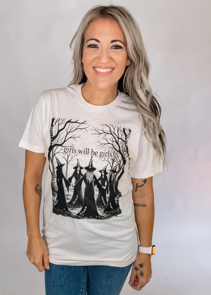 Girls Will Be Girls Witch Graphic Tee