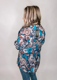 Indigo Floral Babydoll Top