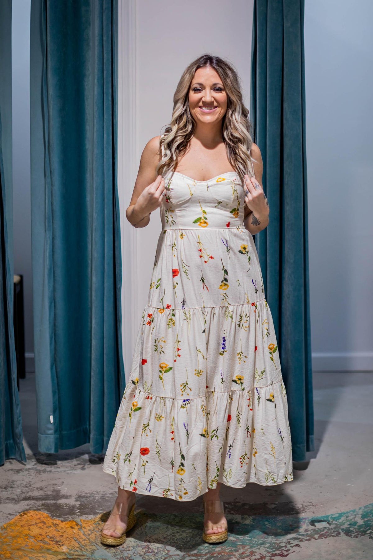 Cream Rustic Floral Maxi