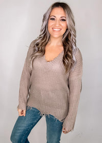 Distressed Hem Knit Sweater