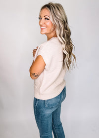 Button Down Short Sleeve Knit Vest