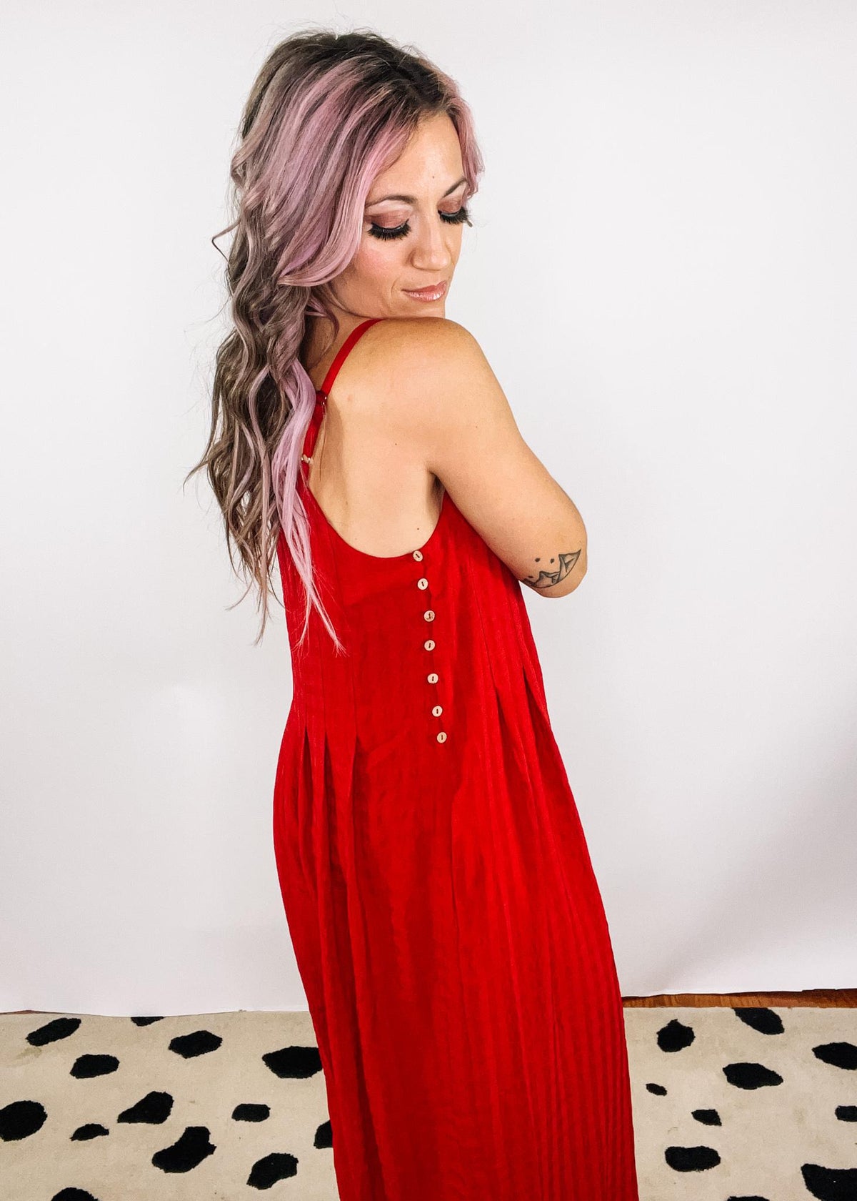 Red Wide Leg Jumpsuit