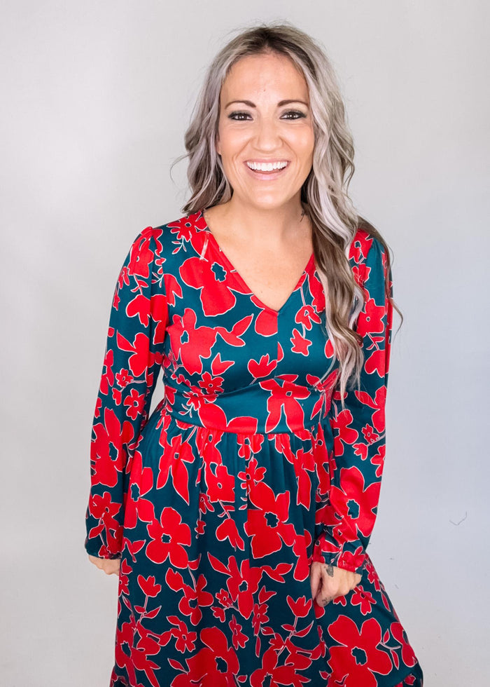 Teal and Magenta Midi Dress