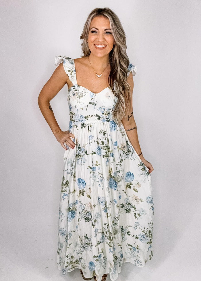 Ivory Sweetheart Floral Maxi Dress