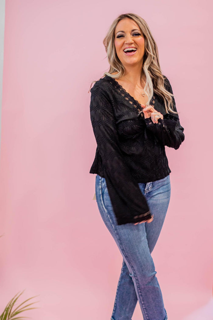 Lace Trim Boho Bell Blouse