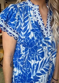 Ocean Mix Printed Flutter Sleeve Blouse