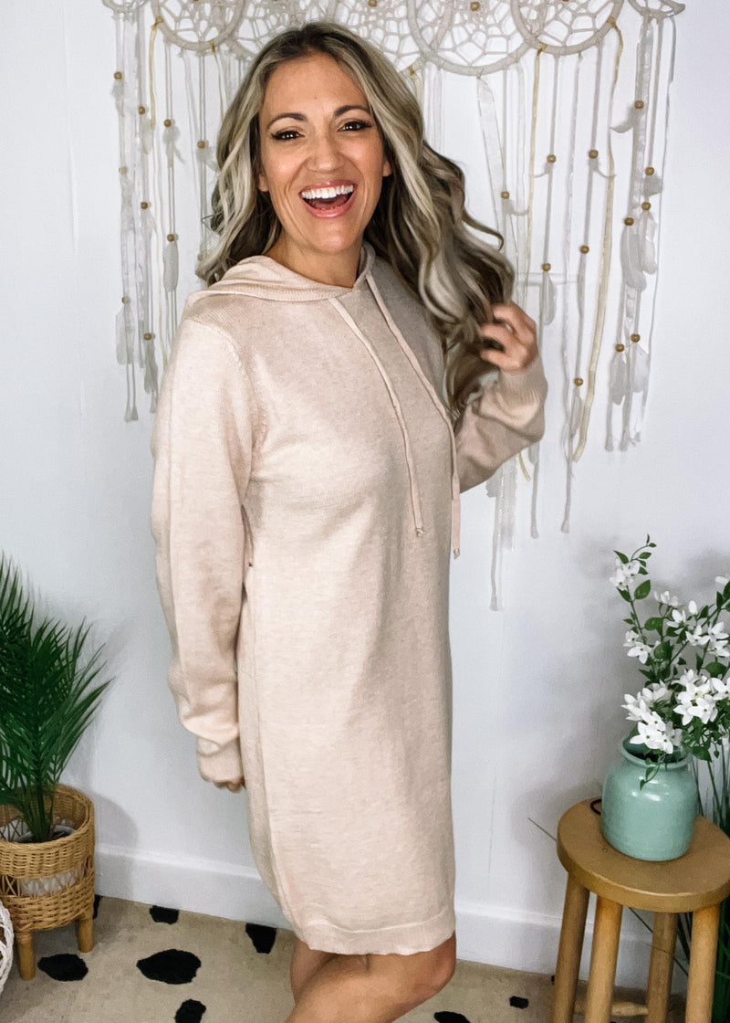 Soft Knit Hooded Sweater Dress