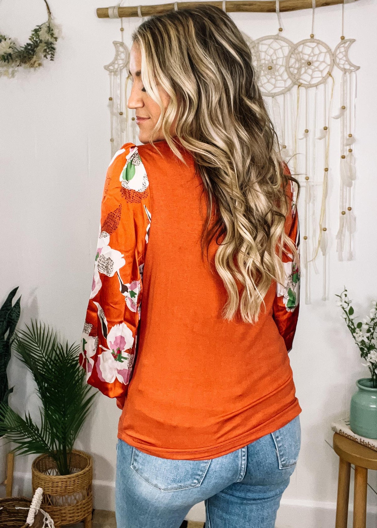 Ginger Floral Sleeve Knit Top