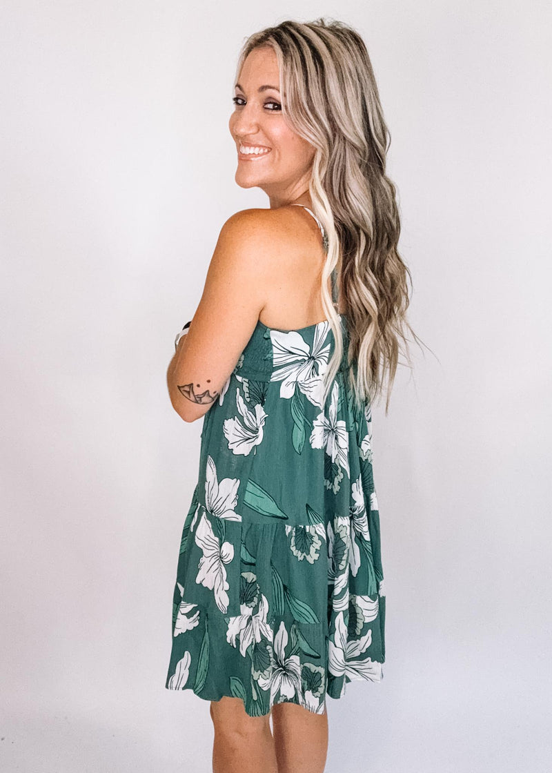 Jade Floral Smocked Mini Dress