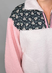 Ivory Floral and Pink Pullover