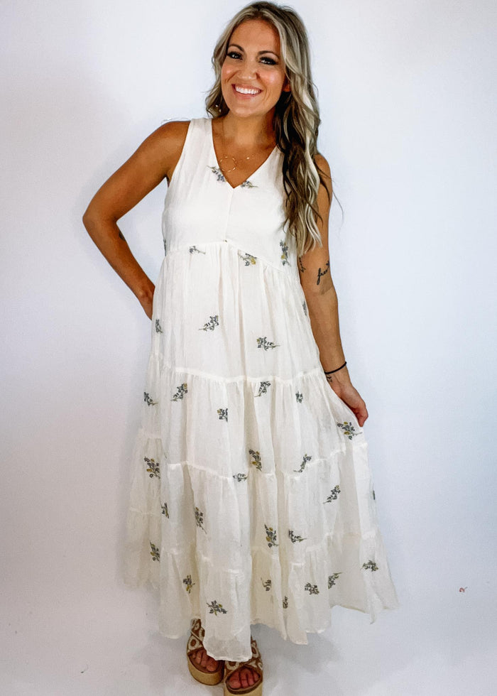 Nantucket Tiered Embroidered Midi Dress