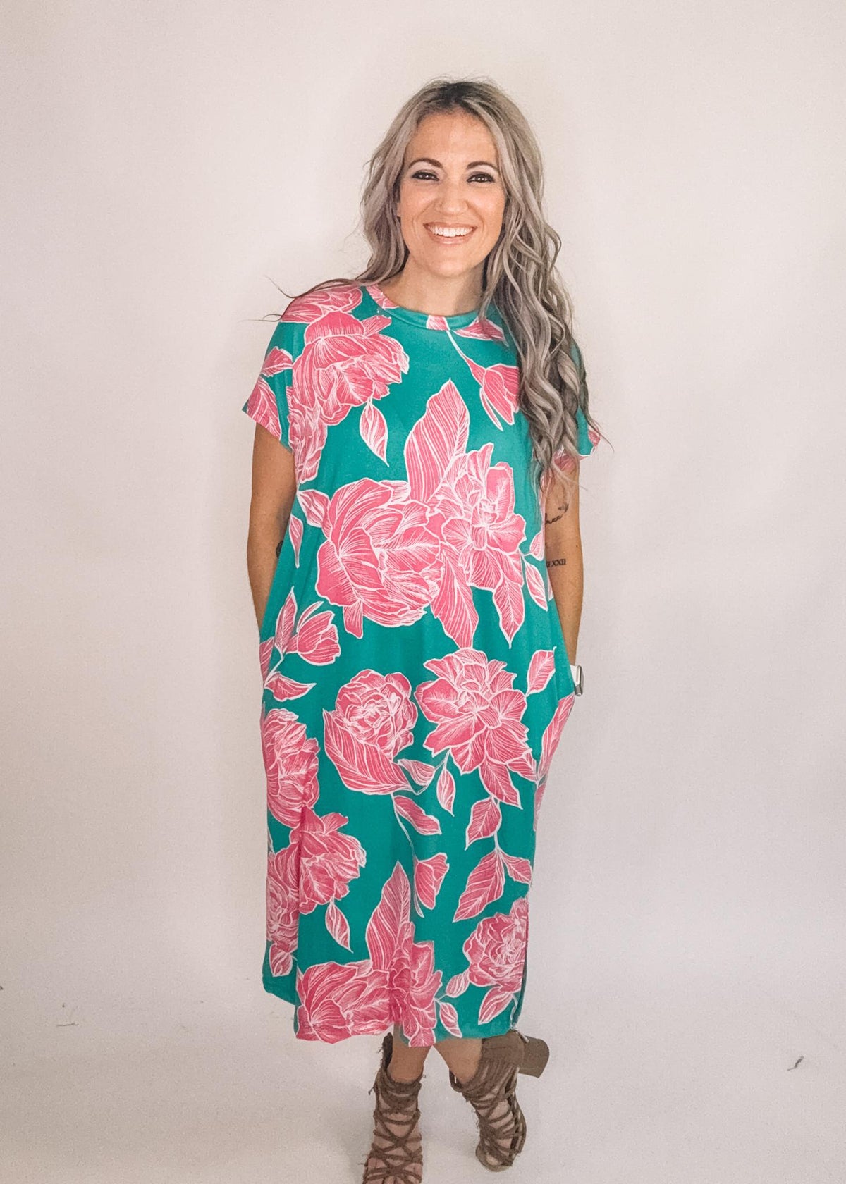Drop Shoulder Floral Dress