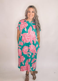 Drop Shoulder Floral Dress