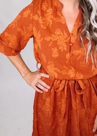 Rust Textured Mini Dress