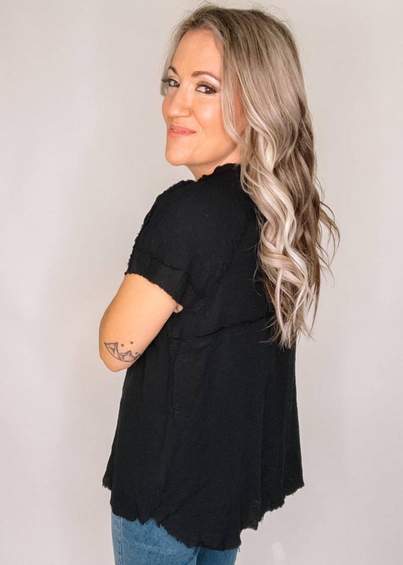 BLACK FRIDAY Black Button Down Classic Top