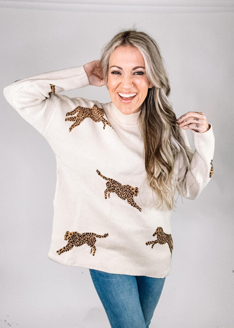 Lively Cheetah High Neck Sweater