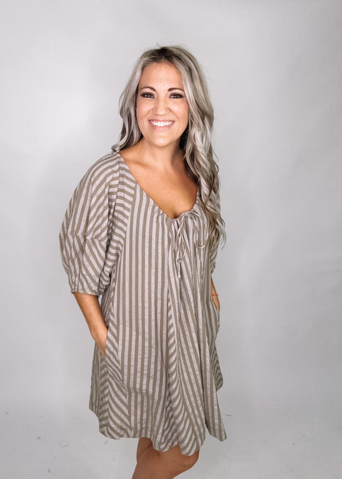 Mocha Stripe Swing Dress