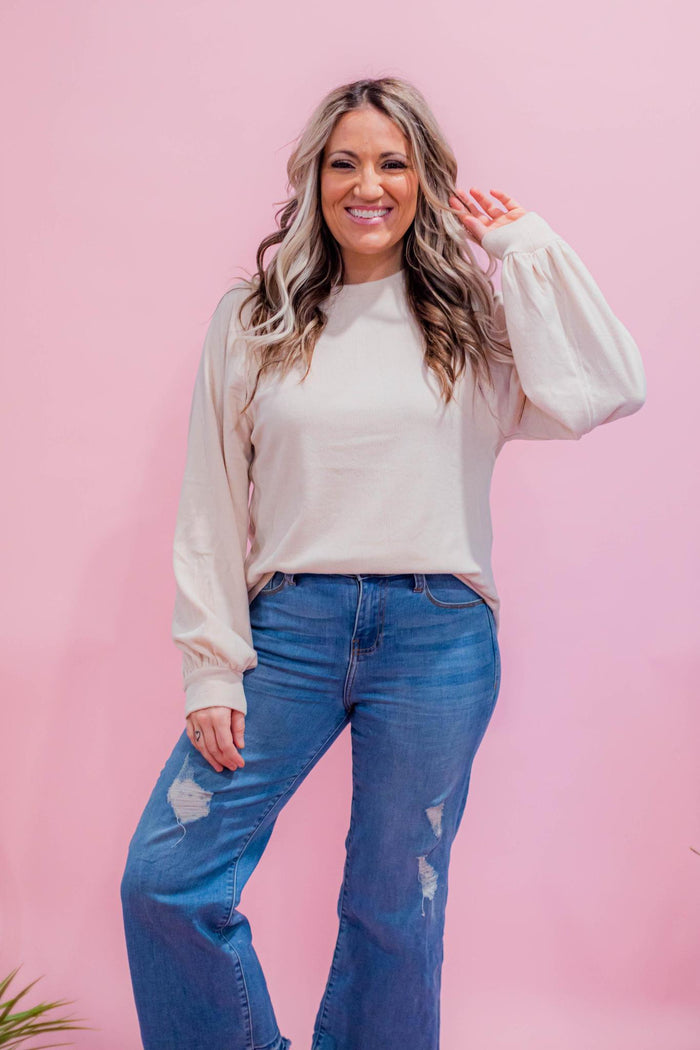 Classic Cream Top with Shoulder Cutouts