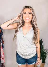 Sleeveless Top with Front Buttons