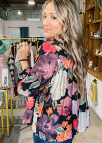 Floral Button Front Boho Blouse