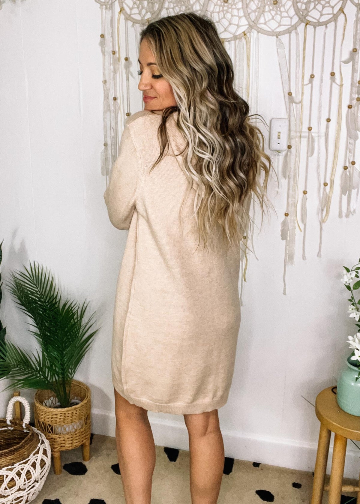 hooded knit sweater dress The Sweater Hoodie Dress In Sand