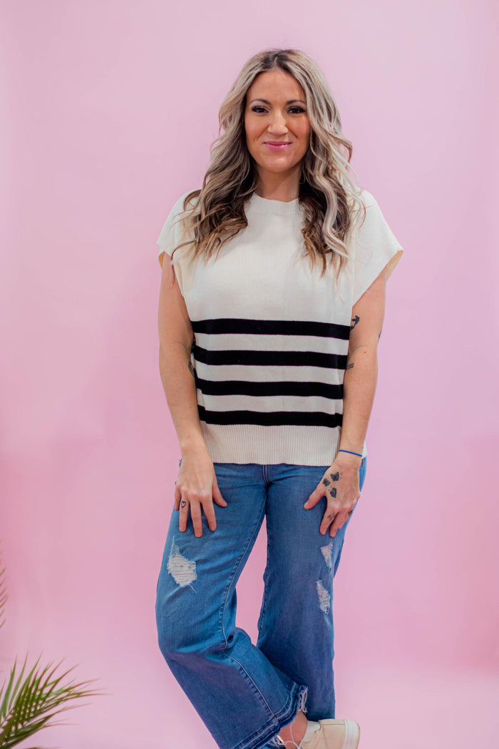 Classic Drop Shoulder Stripe Detail Knit