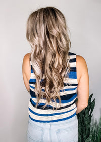 Wavy Navy Knit Top