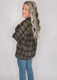 Raglan Sleeve Plaid Button Down Shirt