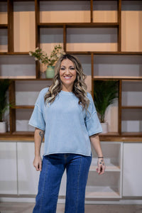 Light Blue Vintage Wash Knit