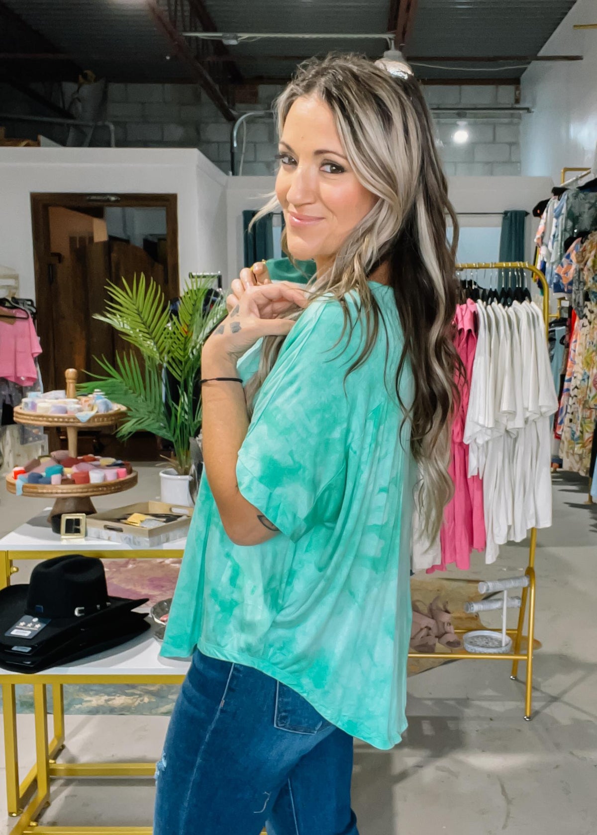 Light Green Tie Dye Top