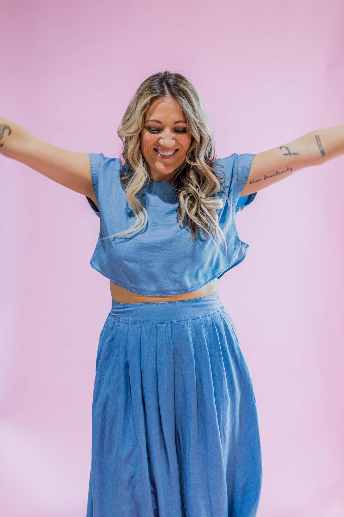 Chambray Midi Set- Top and Skirt