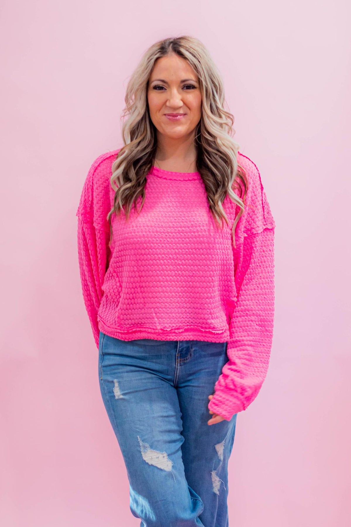 Casual Textured Midi Tops