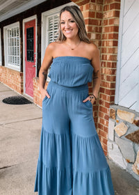 Smocked Tiered Wide Leg Jumpsuit