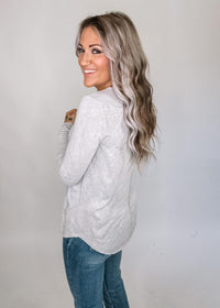 Grey Long Sleeve Burnout Top
