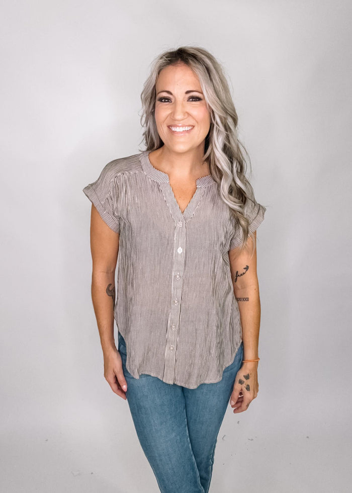 Champagne Pinstripe Top