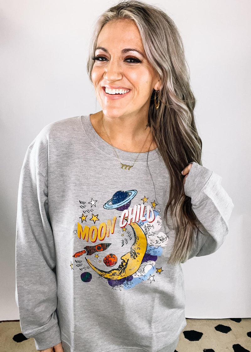 Moon Child Vintage Print Graphic Sweatshirt