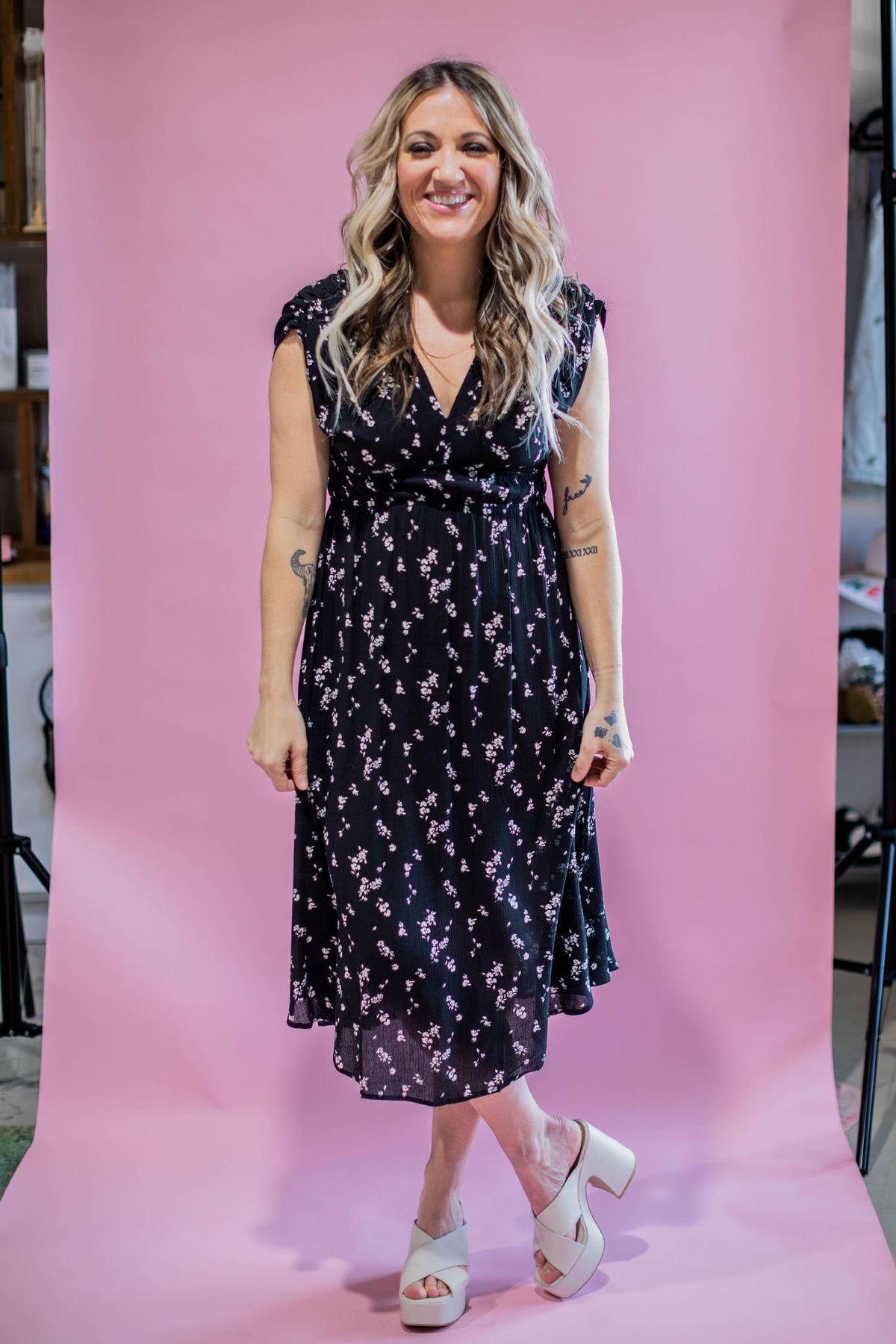 Ditsy Floral Grecian Midi Dress
