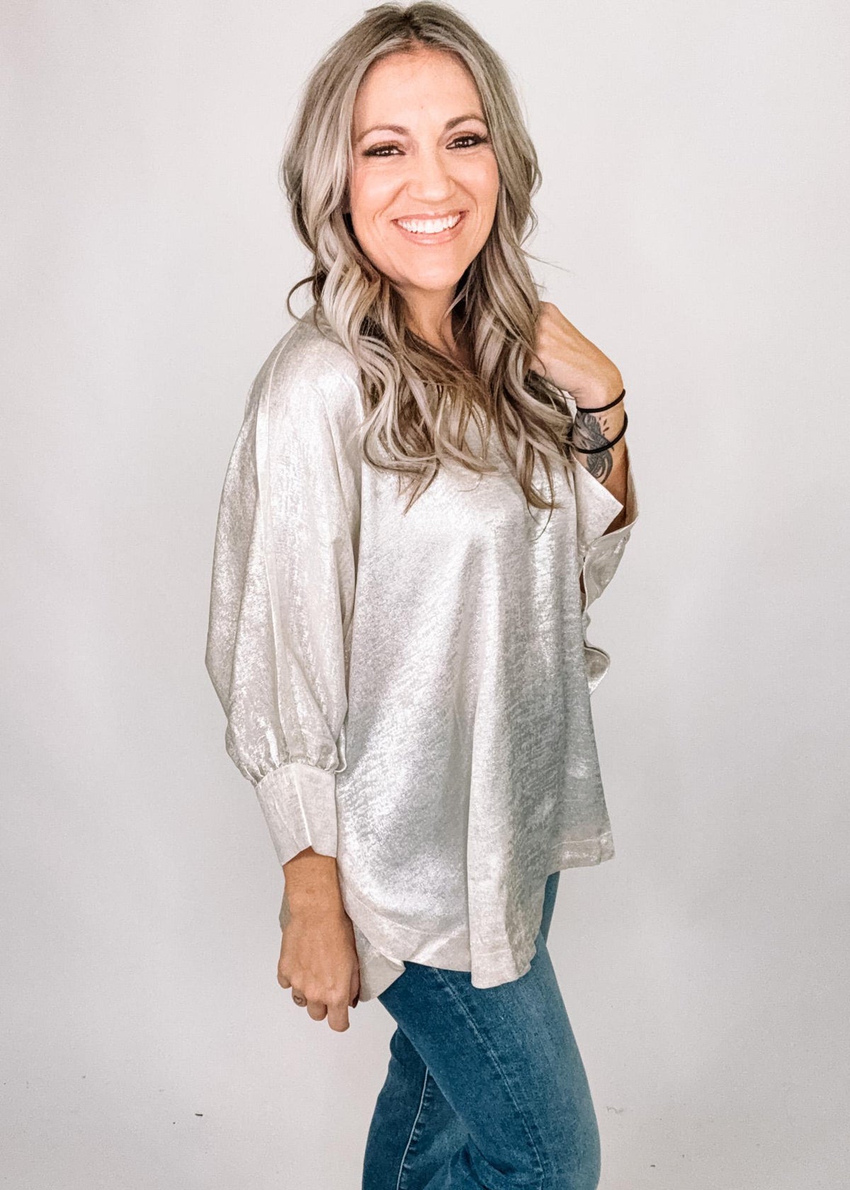 Metallic Shimmer Poncho Top