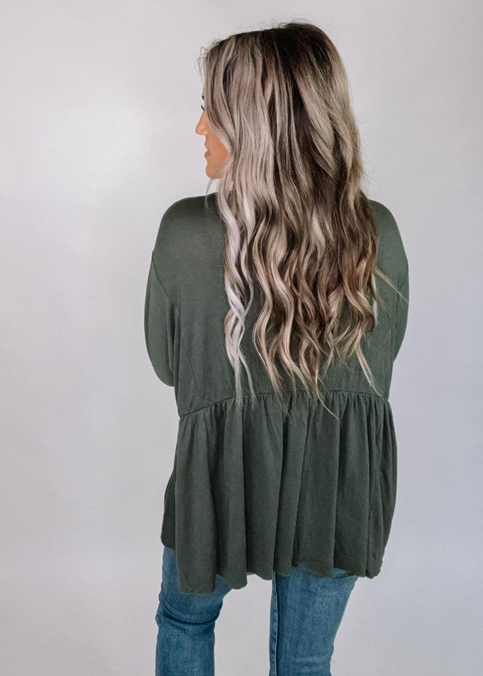 Raw Edge Exposed Hem Babydoll Top
