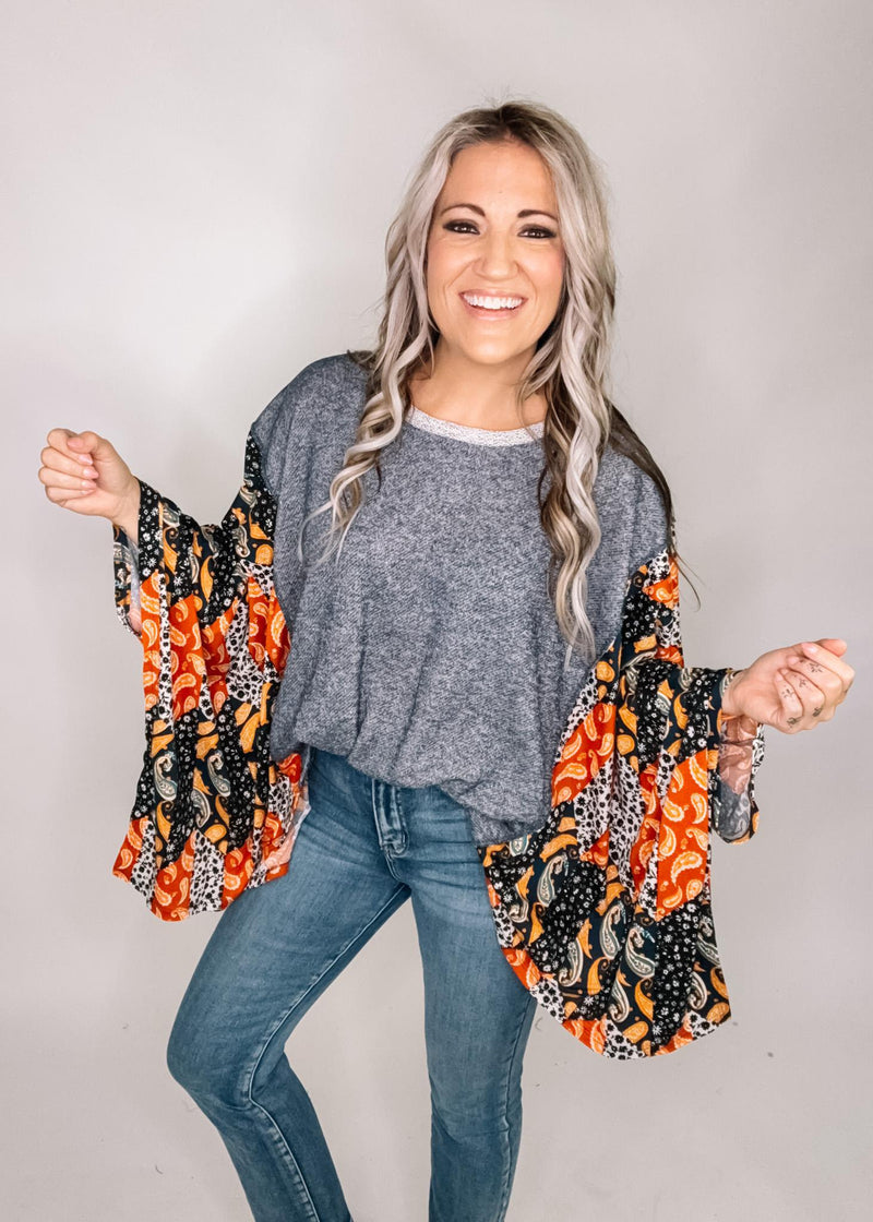 Kimono Sleeve Round Neck Poncho