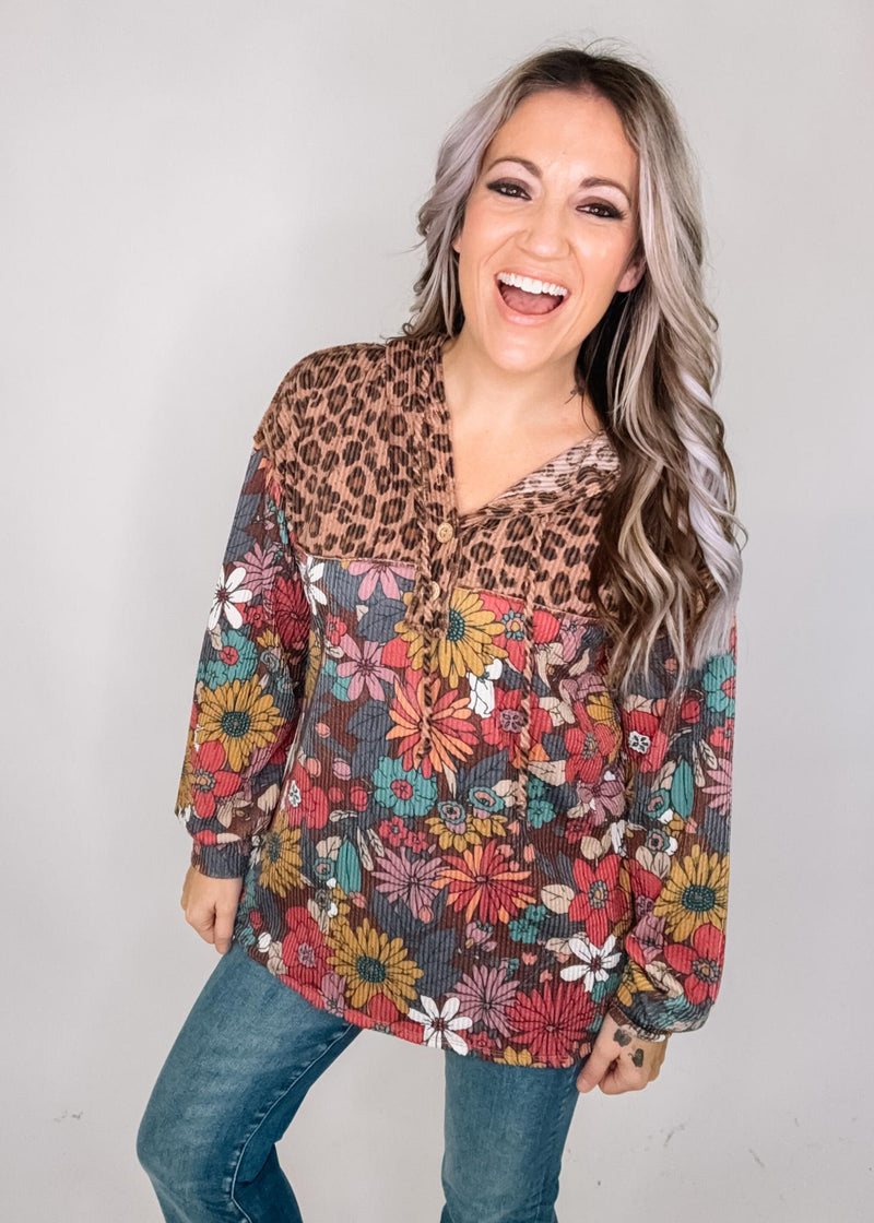 Animal Print Floral Combo Hoodie