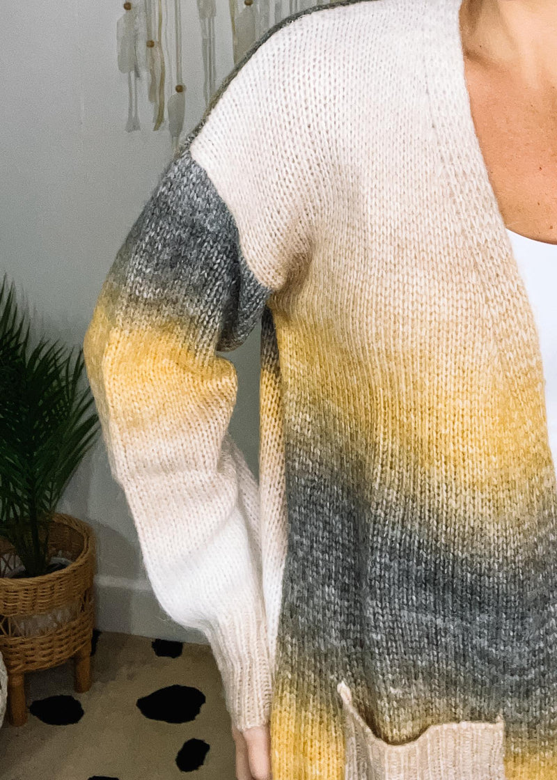 Ombre Brushed Yarn Knit Cardigan