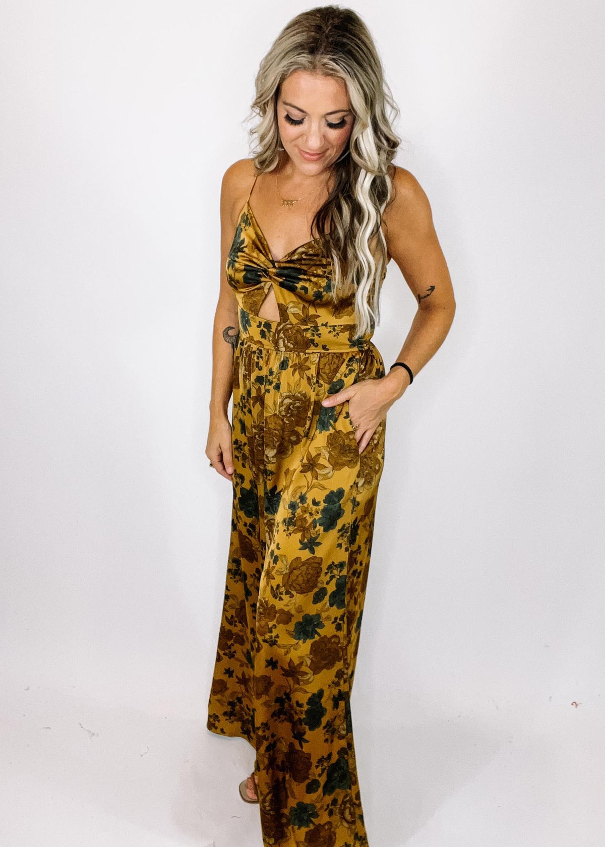 Gold Floral Jumpsuit